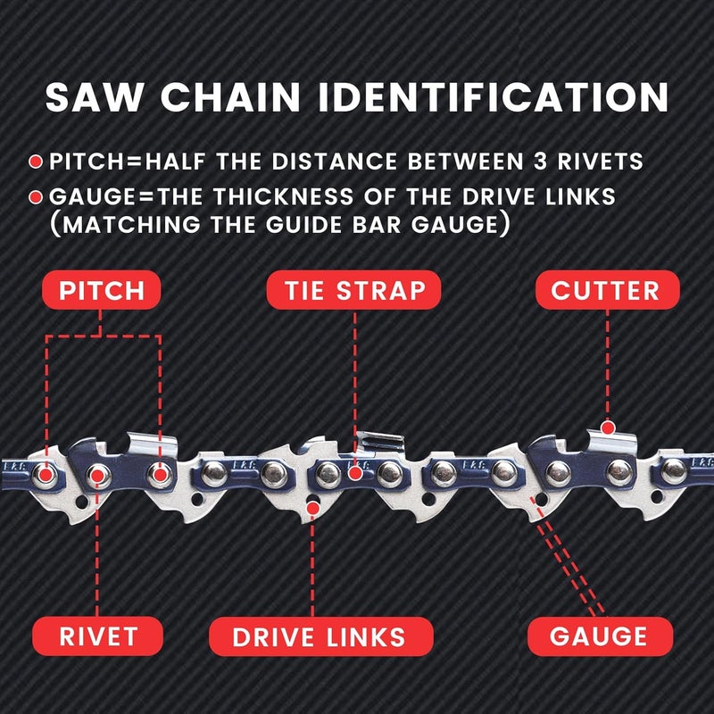ES 3 Pack 18 Inch Chainsaw Chain .325" Pitch .050" Gauge 72 Drive Links Semi-Chisel Chain Saw Chains for Husqvarna, Poulan, Craftsman, Greenworks and More Chainsaw Brands - Image 5